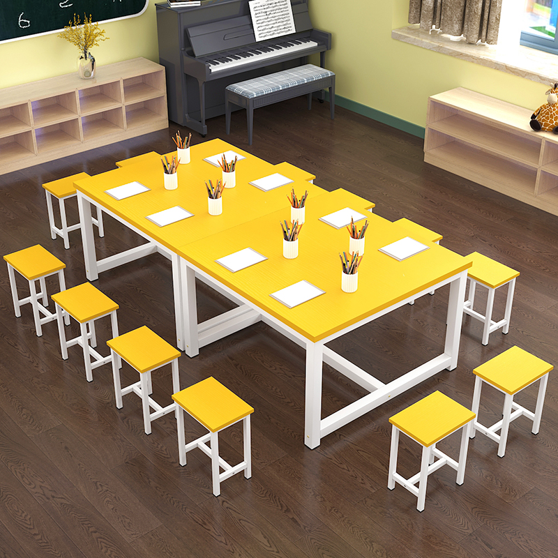 Factory direct sales study table tutoring class training table kindergarten color art table painting table desk and chair combination