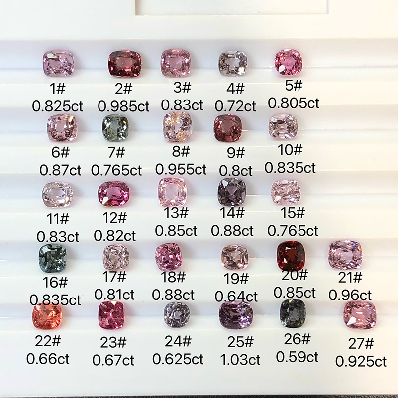 缅甸尖晶石裸石：垫形&方形0.6-1ct彩色尖晶石合集，收藏家的终极梦想！