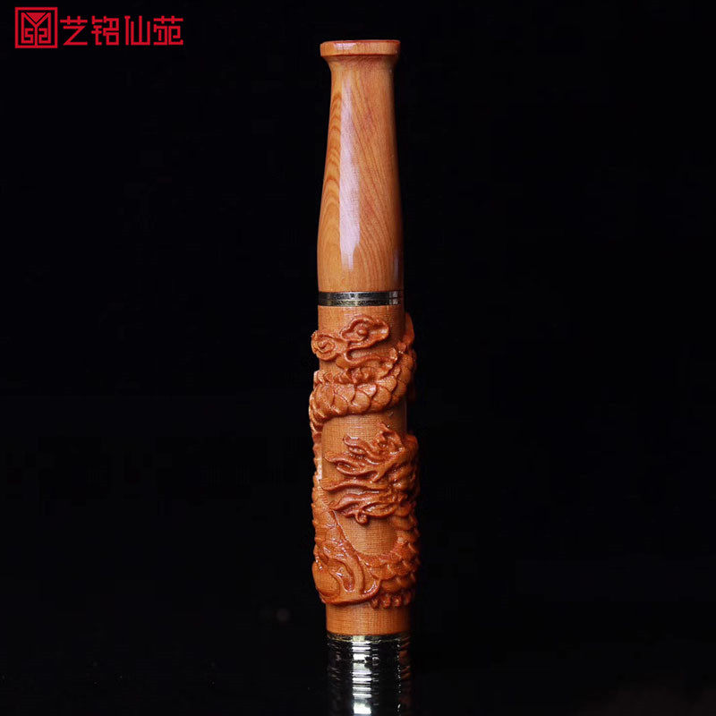 Red Spruce double with fine carved tobacco cleaning cycle filter core hand-made dry pipe accessories for men