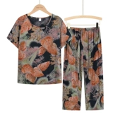 Летняя летняя одежда для пожилых людей, комплект для матери, футболка, для среднего возраста, короткий рукав