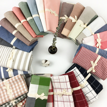 Japanese cotton water wash cotton pillow case simple solid color plaid stripe cotton pillow case single 48 * 74cm