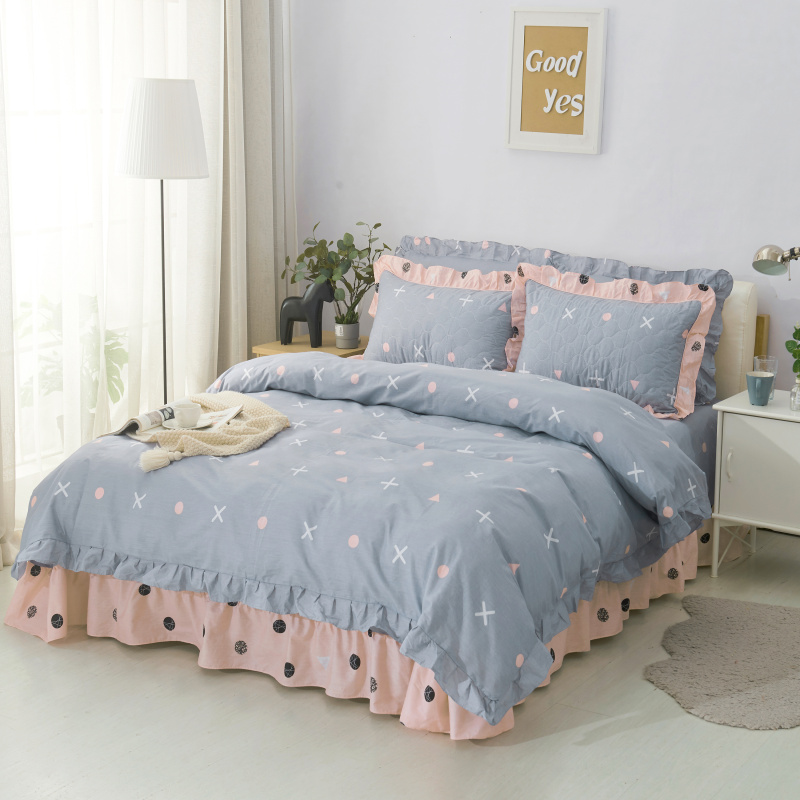 100% cotton padded quilt cover four piece set pure cotton thick quilt single quilted warm duvet cover lollo edge liners