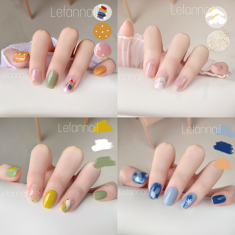 Whitening and Fresh Mountain Hill Simple Nail Stickers for Women, Rainbow Graffiti Water Ripple Nail Art, Waterproof and Long-Lasting Soft Stickers