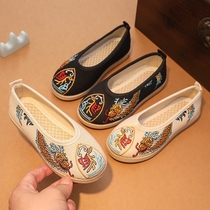 Horse-faced skirt shoes boys costume matching shoes soft-soled cloth shoes childrens summer Hanfu shoes antique boys embroidered shoes
