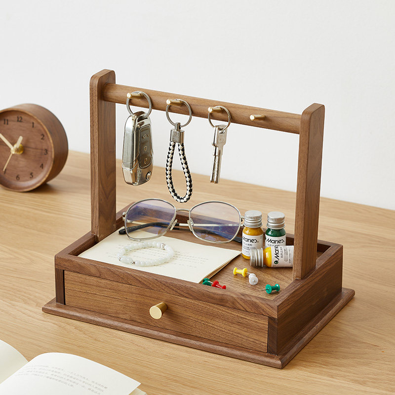 Desktop drawer-type collection box wooden debris jewelry cosmetics packaging box into the doorway to the door door porch keys hanging hanging