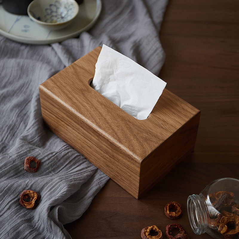 Wooden light luxury table tissue box living room bedroom household toilet paper box Nordic minimalist toilet paper box coffee table storage box