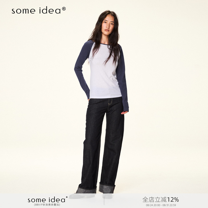 Some Idea: Two-Tone Raglan Sleeve Patchwork Soft Inner Layer Versatile Everyday Layering Long-Sleeve Top T-Shirt Some Idea: Two-Tone Raglan Sleeve Patchwork Soft Inner Layer Versatile Everyday Layering Long-Sleeve Top T-Shirt