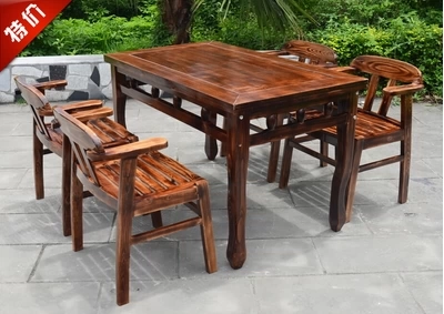 Ресторан ресторана с твердым деревом ресторана обеденный стол и стул Комбинированный фермерский дом на открытом воздухе и стул Сплошной древесина восемь бессмертных столов, такие как антикварные стулья B9