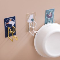 Non-perforated washbasin containing rack wall-mounted toilet shelve shelf hooks Multi-functional cute cartoon face basin rack