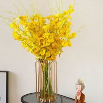 Yellow Dancing Orchid Bottle Suit Emulation Flower Fake Flowers Home Living Room TV Cabinet Decorated Office Swing butterfly Lan