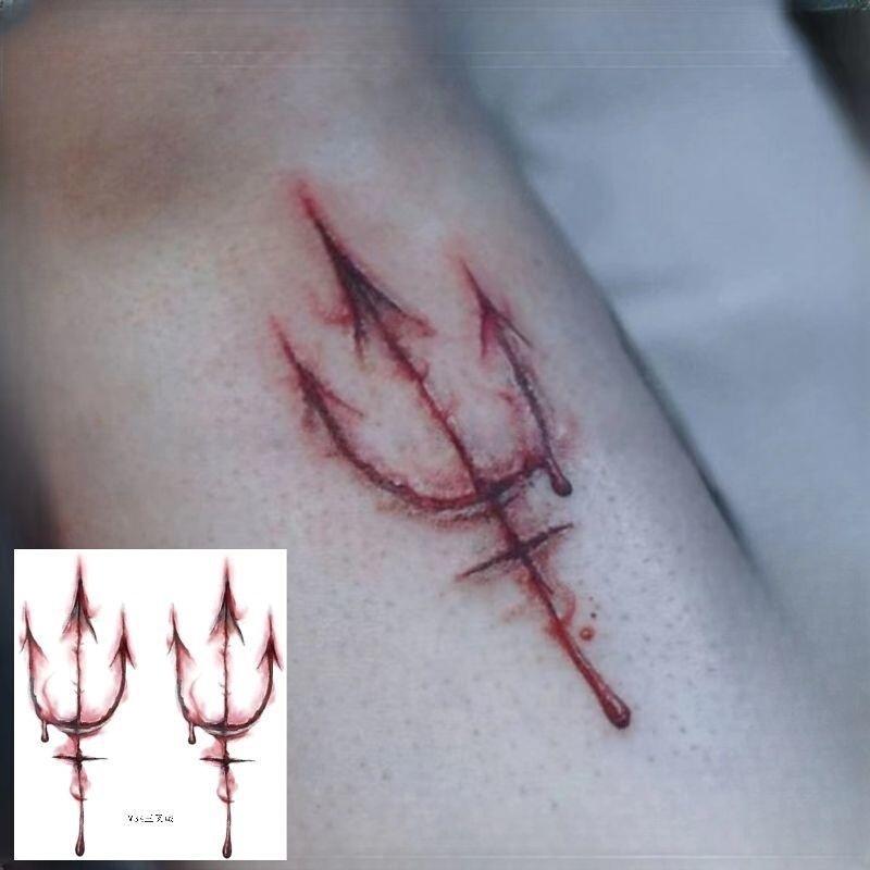 Colorful Trident Thorn Flower Arm Scar Scratch Fake Scar Waterproof Long-Lasting Arm Scar Sticker