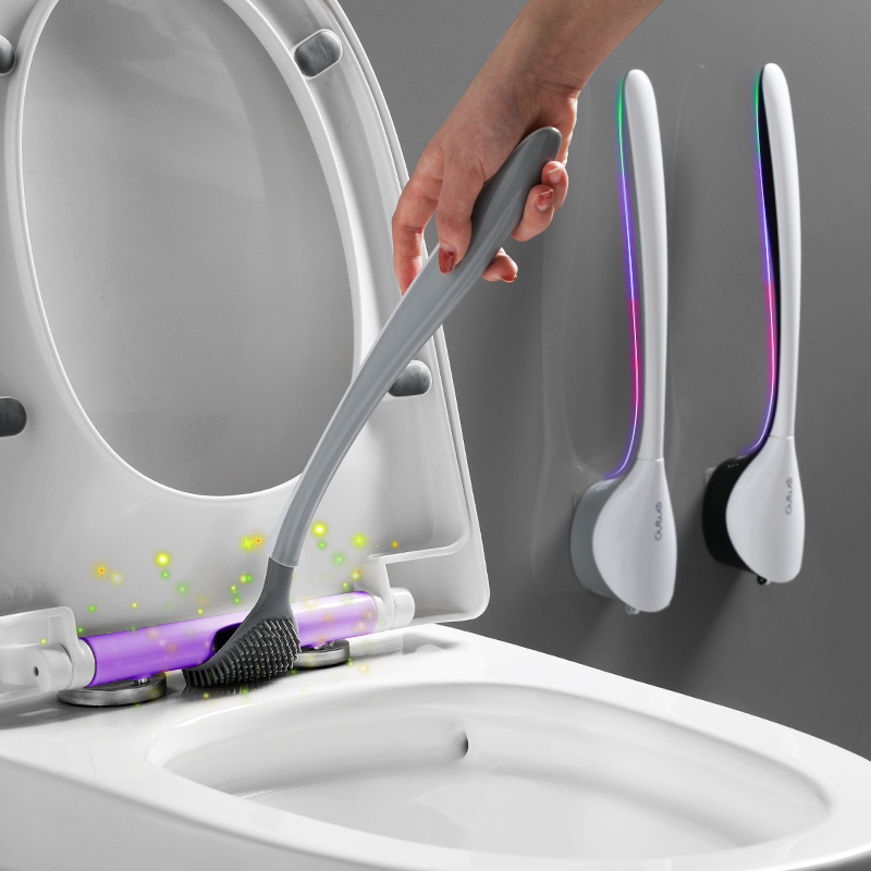 Toilet Brush No Dead Angle Home Wash toilet with cover Silicone Hanging Wall Type God Instrumental Clip Stitch Clean Toilet Suit-Taobao