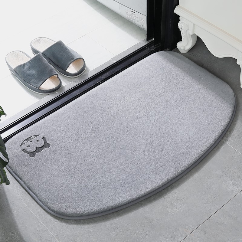Powder room floor mat bathroom door absorbent foot pad toilet non-slip carpet door mat entry door mat toilet semicircle