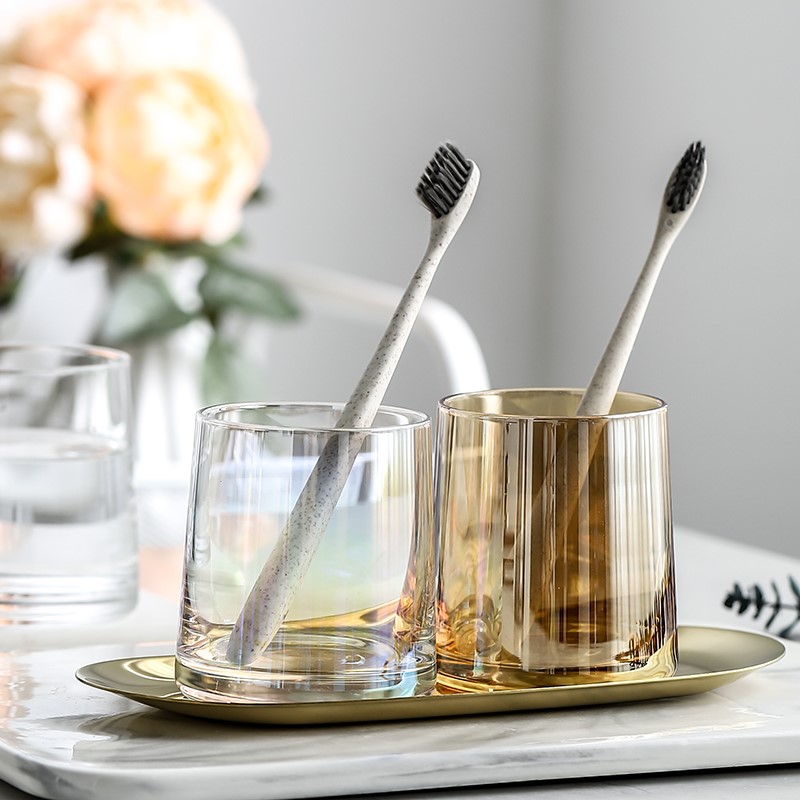 Simple ins wind glass mouthwash cup set home hotel wash cup couple tooth tank water cup pair brushing cup