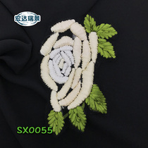 Classical Solid Embroidered Evening Gown Silk Ribbon Embroidered Chest Flower Clothing Mesh Lace Flower Appliquary with styled flower accessories