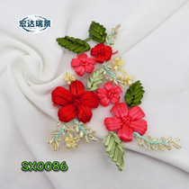 Handmade Embroidered Flowers Ribbon Embroidered Lace Mesh Fabric Solid Embroidered Dress Diy Decoration Clothing Accessories Chest Flower Bouquet