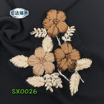 Retro Handcrafted Solid Ribbon Embroidered Flowers Lace Embroidered Evening Dress Diy Accessories Dress Fabric Accessories