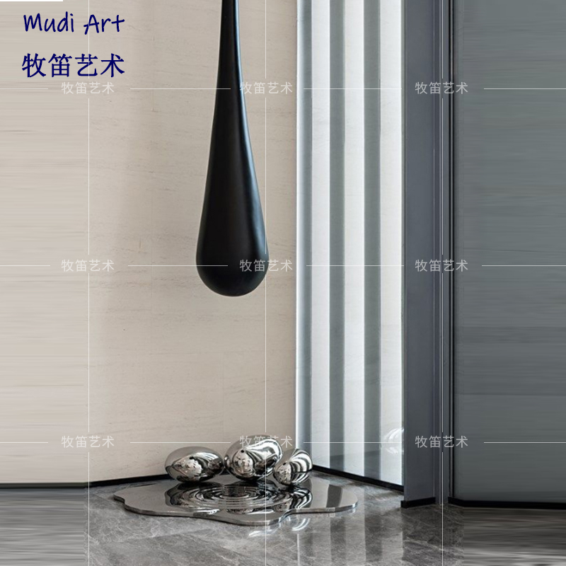 Glass Fiber Water Corrugated Metal Round Egg Modeling Drop Ground Sculpture Pendulum Sample House Display Center Marketing Center Device