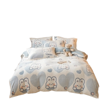 Muji milk velvet quilt cover single piece coral velvet winter plus velvet bed sheet quilt cover thickened flannel quilt single