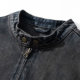 European and American High-End Heavy-Duty Distressed Washed Motorcycle Stand-Collar Denim Jacket for Men, Spring and Autumn American-Style Workwear Jacket for Men