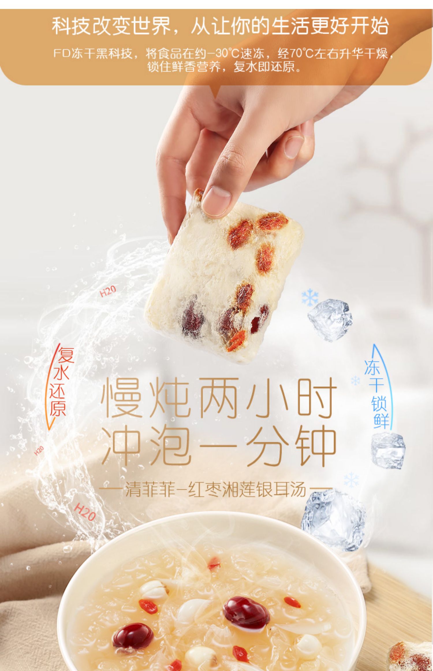 好想你 清菲菲 冻干红枣枸杞莲子银耳羹 450g（30小包）*2件 聚划算多重优惠折后￥142包邮