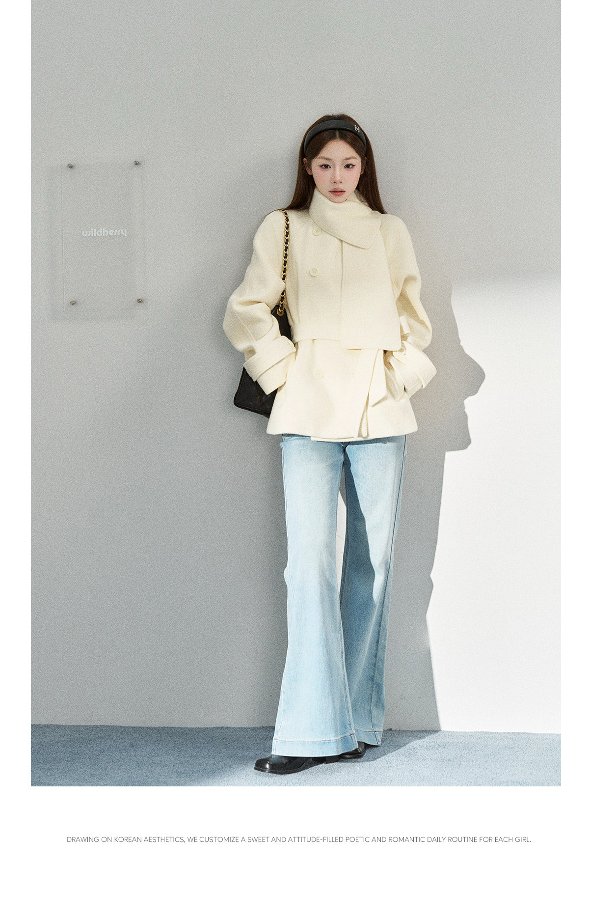 Wildberry Scarf-Collar Tie-Waist Short Coat