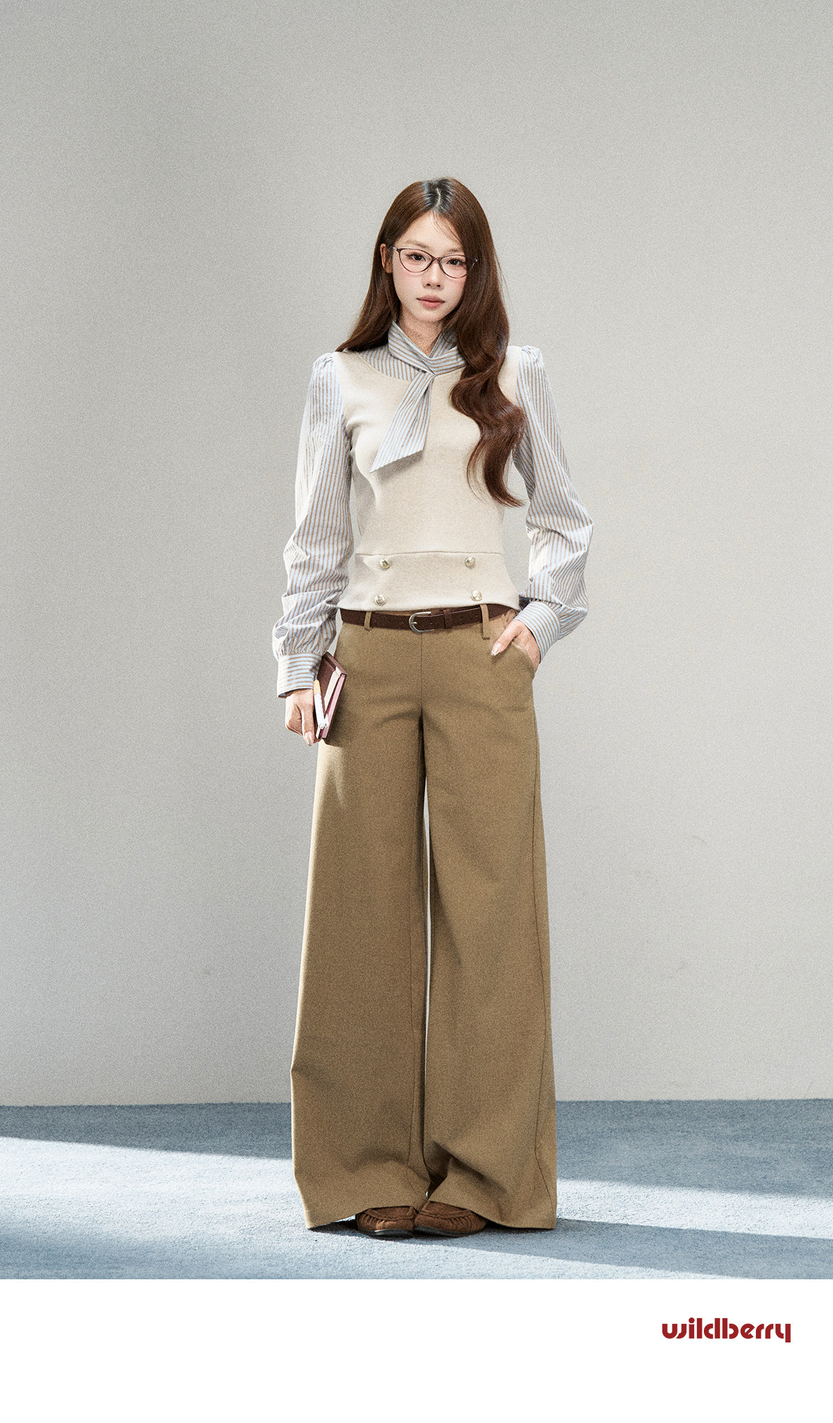 Wildberry Striped Tie-Waist Faux Two-Piece Shirt