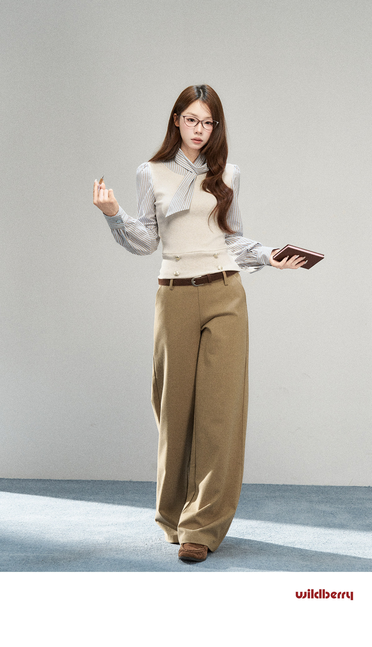 Wildberry Striped Tie-Waist Faux Two-Piece Shirt