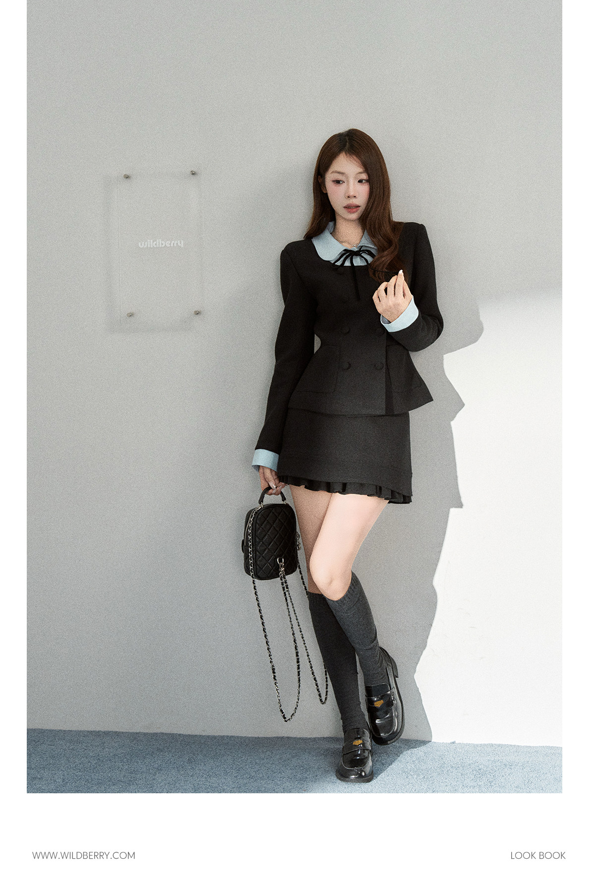 Wildberry Faux Two-Piece Colorblock Jacket and Skirt Set