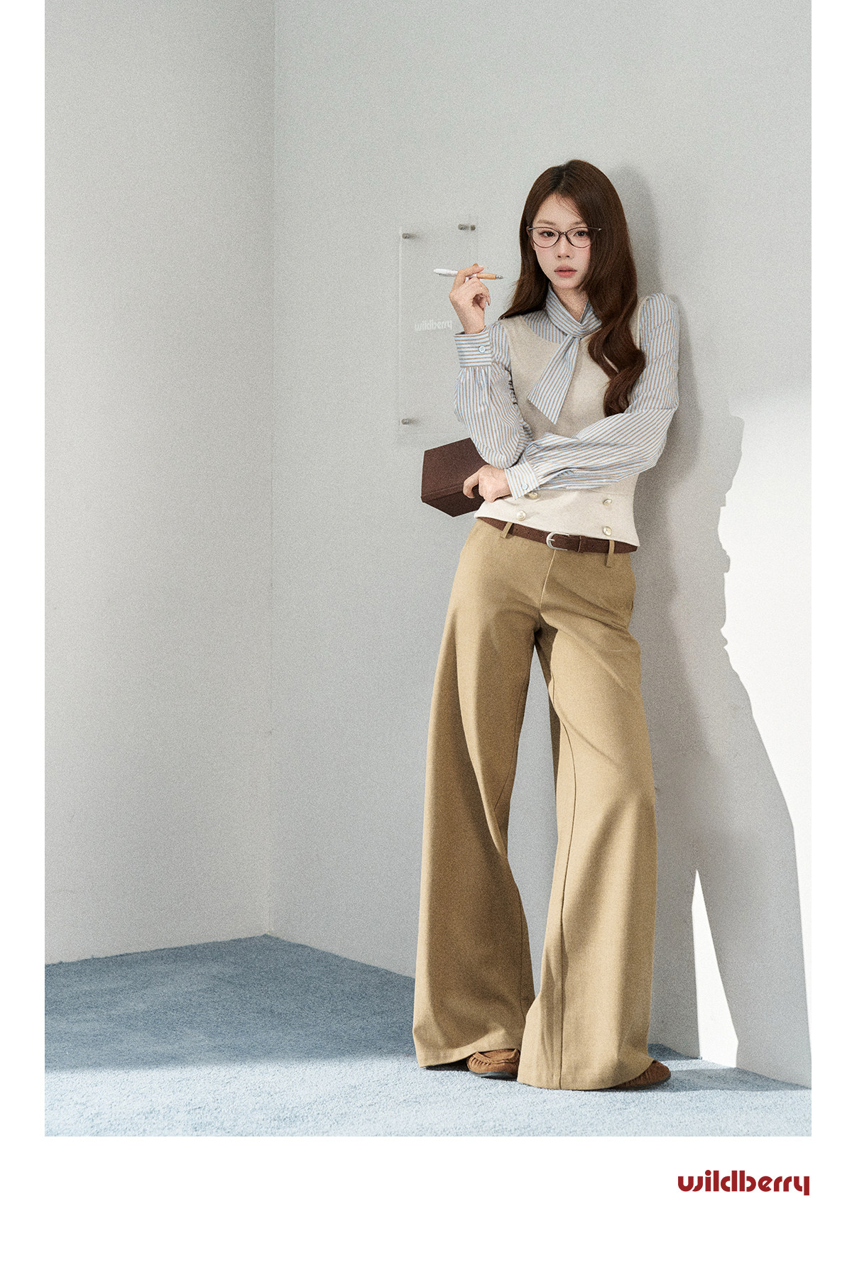 Wildberry Striped Tie-Waist Faux Two-Piece Shirt