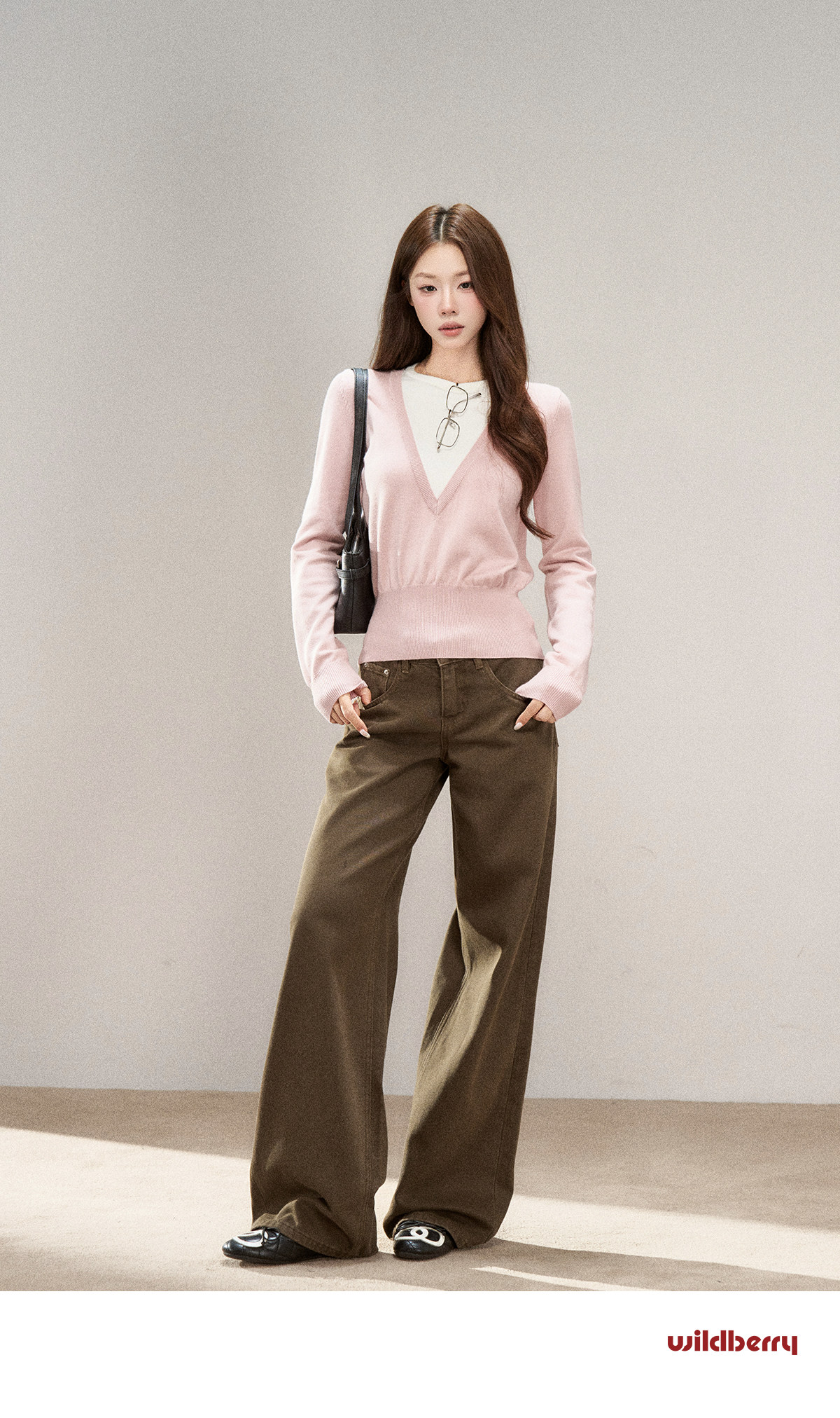 Wildberry Brown Wide-Leg Jeans