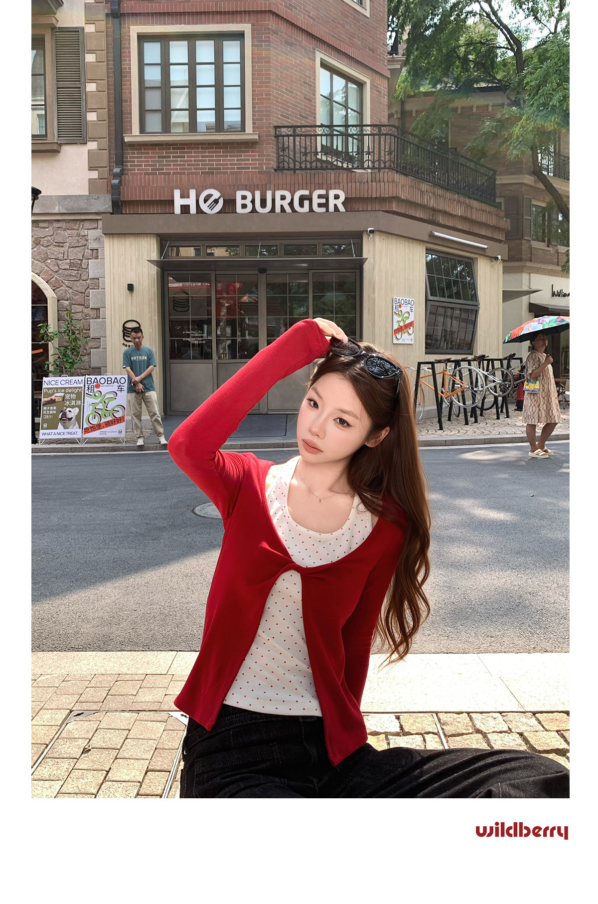 Wildberry Faux Two-Piece Slim Fit Knit Tee