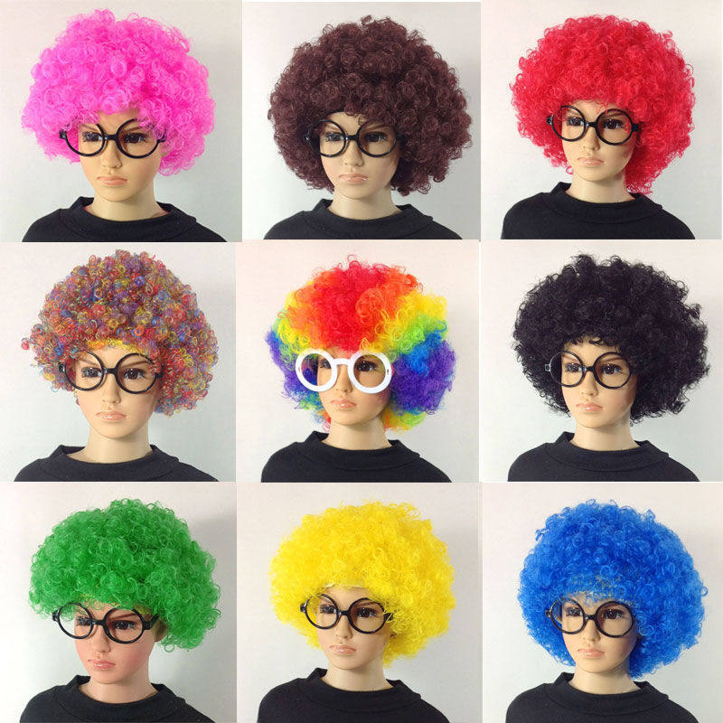 Kindergarten performance area material props explosion head wig funny clown headgear performance funny color wig set