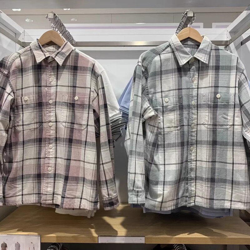 Youu New Spring/Summer Men's and Women's Bamboo Cotton Plaid Shirt Long Sleeve Shirt Casual Jacket 476026/480923