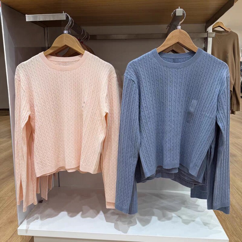 Youu Products Spring/Summer New Japanese Style Women's Knitted Sweater with Floral Pattern, Round Neck, Casual Long Sleeve Sweater 482969