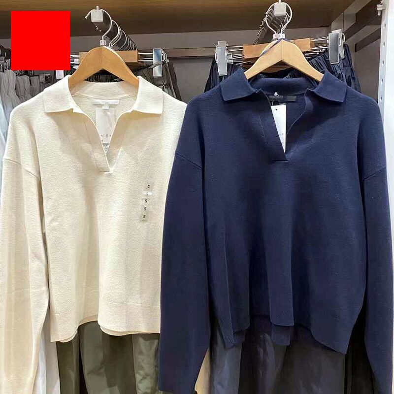 Yijianyou Women's Smooth Cotton Casual Polo Collar Knit Sweater Top 476548/476973