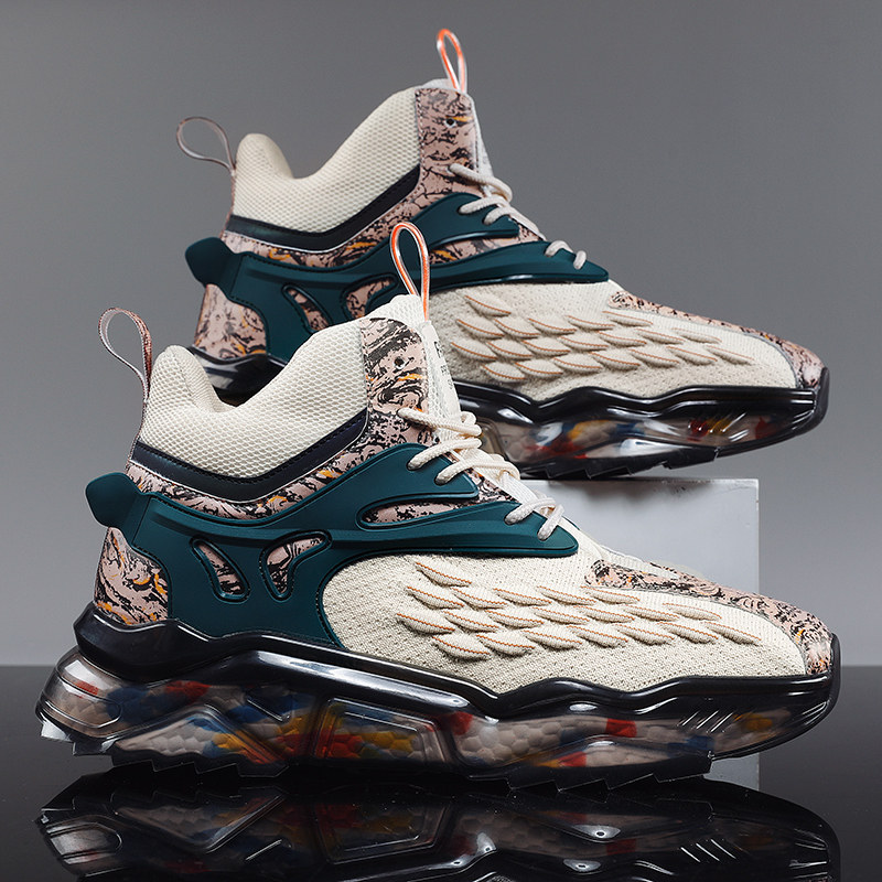 High - barrel men's shoes 2022 new summer mesh breathable sports and leisure increase a hundred men's basketball daddy tide shoes