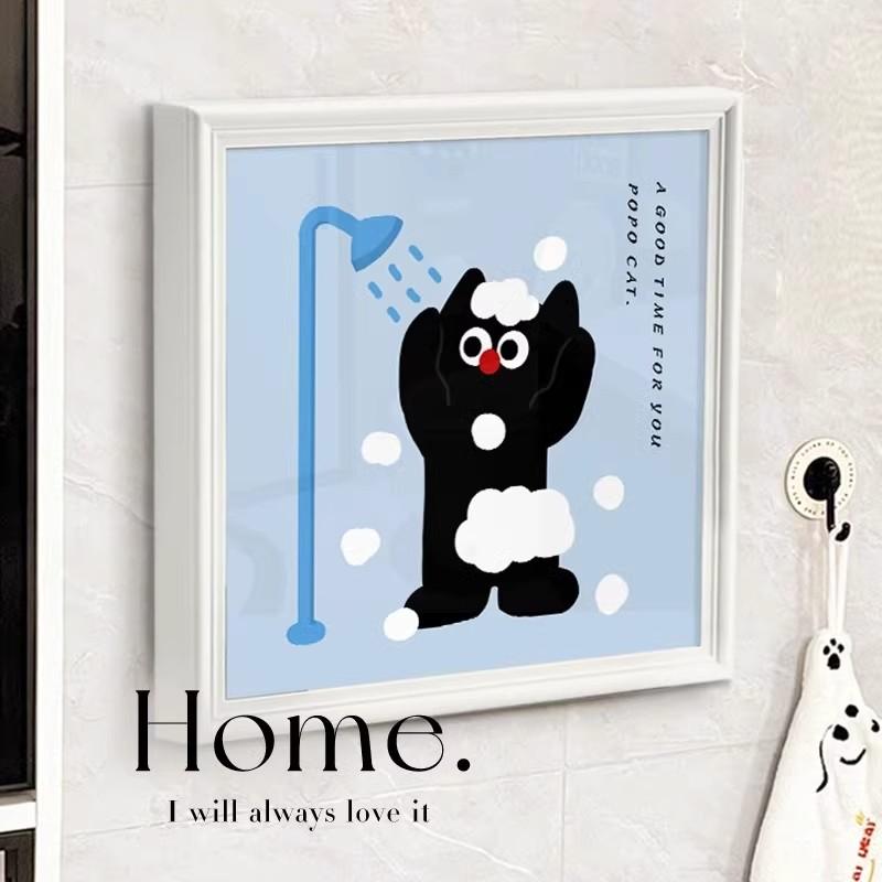 かわいい猫の浴室収納ラック、浴室の壁画折りたたみキャビネット、入浴用衣類