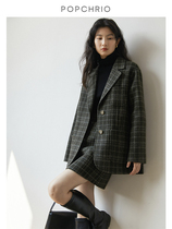 Ou Rui ◆ retro plaid woolen suit jacket wool double-sided check coat small coat women