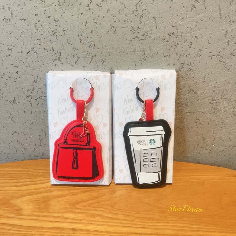 Starbucks Queen Who Wears Prada Creative Fashion Keychain Bag Pendant Portable Mini Mirror Decoration