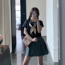 JK uniform skirt genuine bad girl Japanese Seaman college style student gray pleated skirt suit female summer