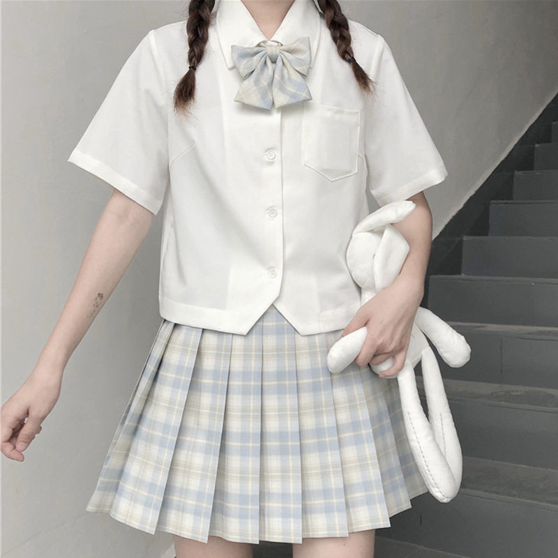 Shirt jk jacket short sleeve Kanto seater suit short jk uniform white shirt Women summer Kansai lapel basic model