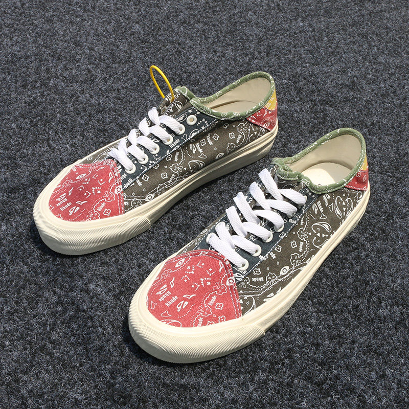 2022 red and black board shoes men's shoes summer stitching large size 4748 fat wide feet fat casual canvas shoes men's trendy shoes