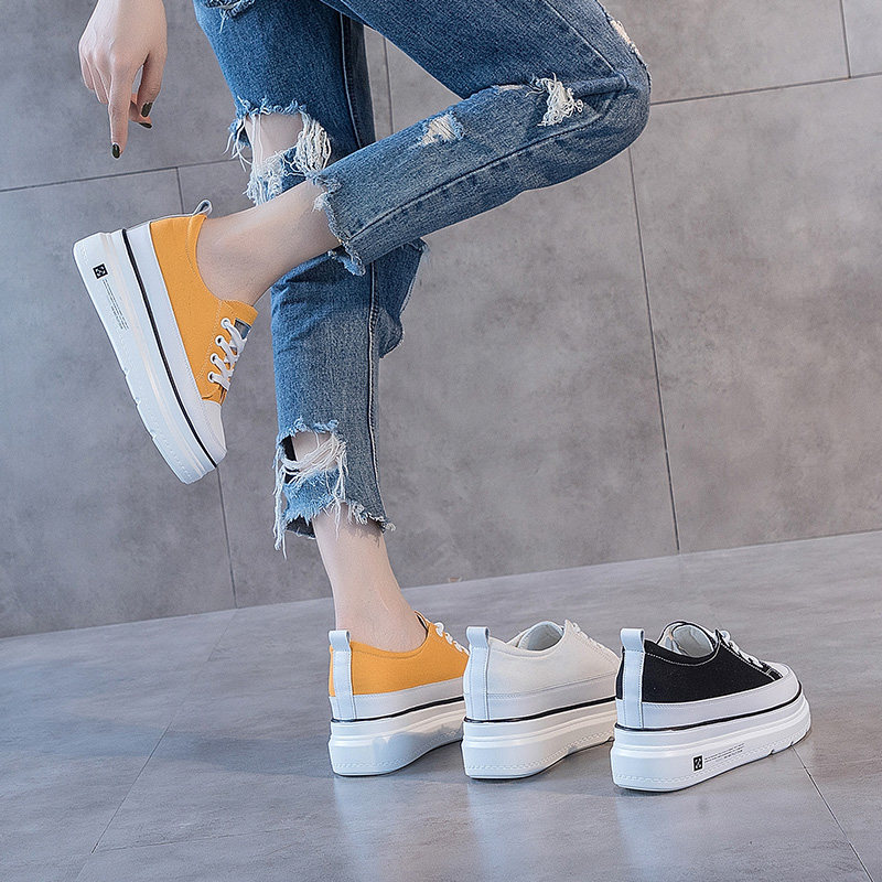 Inner heightening canvas shoes women's all-match spring 2021 new thick-soled sponge cake casual shoes shoes small white shoes breathable