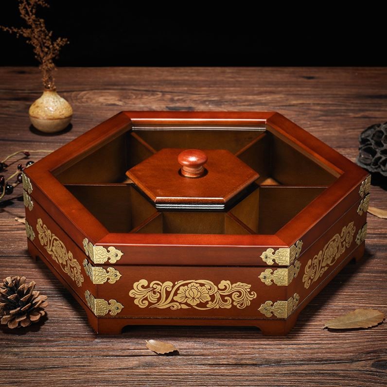 Dried Fruit Pan Chinese Small candy box Living room New Chinese creative food basin approb. with lid r