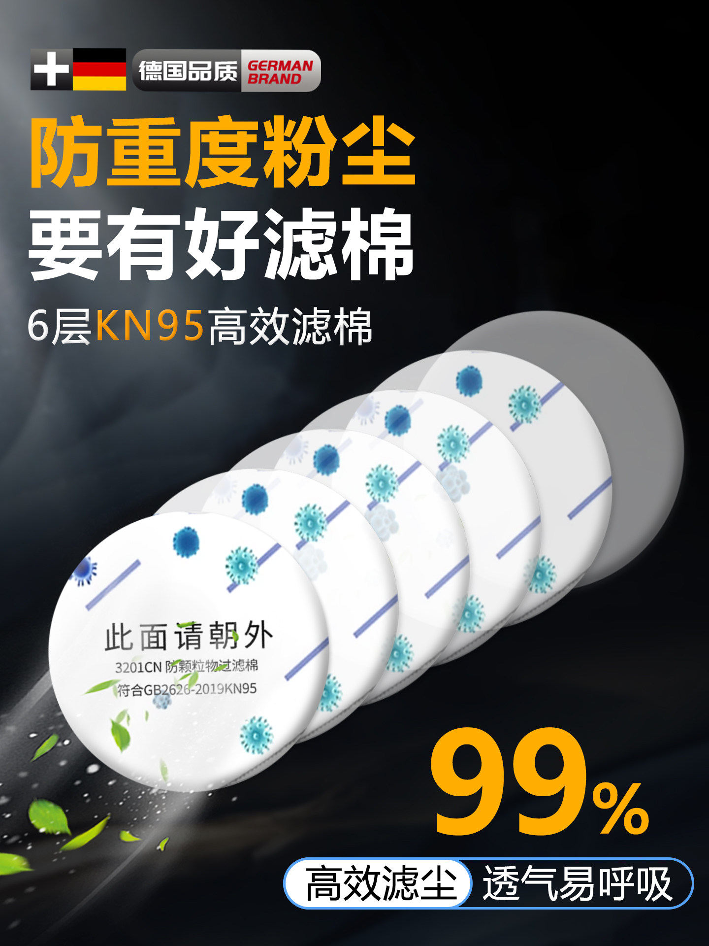 German Dust Mask for Heavy Dust, Industrial Dust Protection, Anti-Pneumoconiosis Mask, Respiratory Protection for Sandblasting, Coal Mine Dust