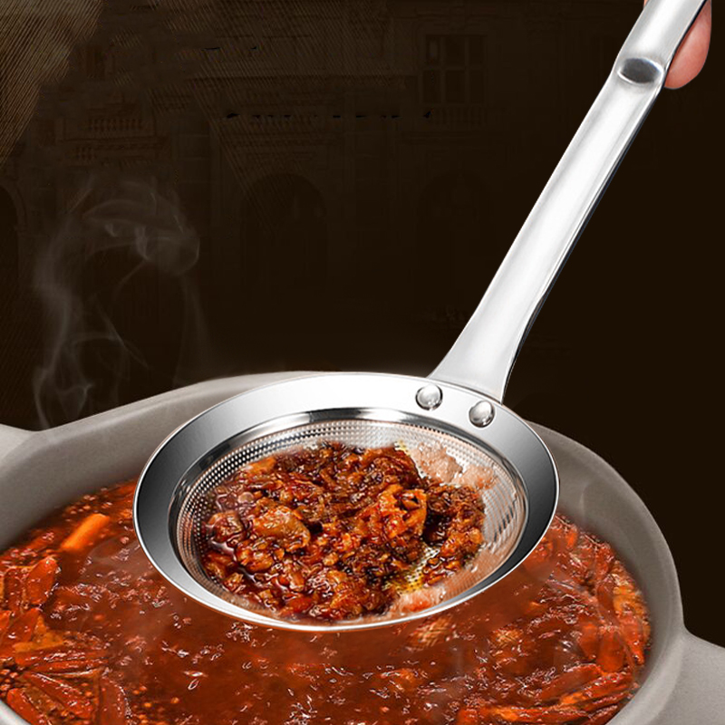 304 stainless steel colander skimming oil filter household filter mesh oil-separating spoon kitchen frying fine mesh colander