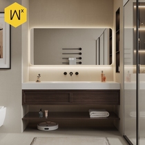 Medieval style wood color DuPont Corian integrated basin bathroom bathroom cabinet combination washbasin customization