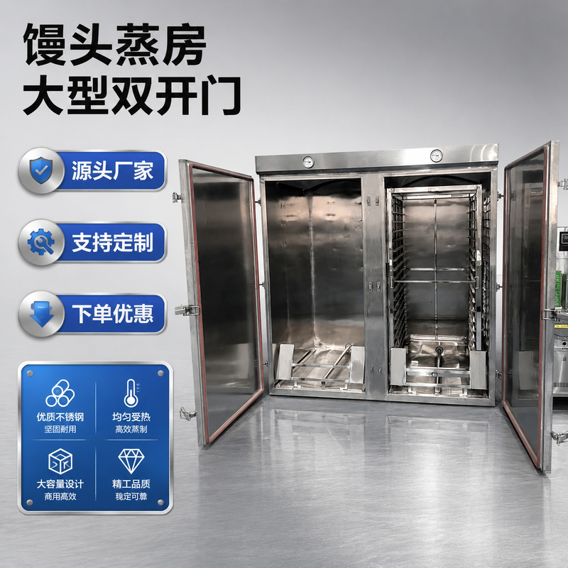 Large Commercial Stainless Steel Steaming Cabinet with Single or Double Doors, Integrated Automatic Steaming and Warming Oven for Rice and Buns, Suitable for Canteens Large Commercial Stainless Steel Steaming Cabinet with Single or Double Doors, Integrated Automatic Steaming and Warming Oven for Rice and Buns, Suitable for Canteens