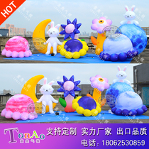 Large inflatable flower luminous creative simulation flower cartoon moon rabbit inflatable shopping mall outdoor beauty Chen decoration